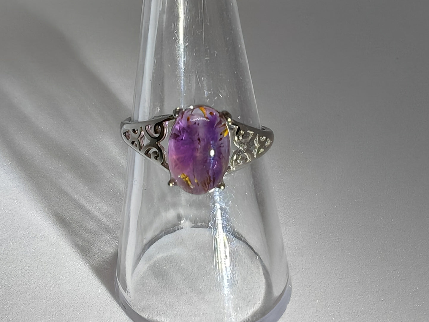 Aurora Night Sky - An Auralite Stone with Carved Sterling Silver Adjustable Band (U)