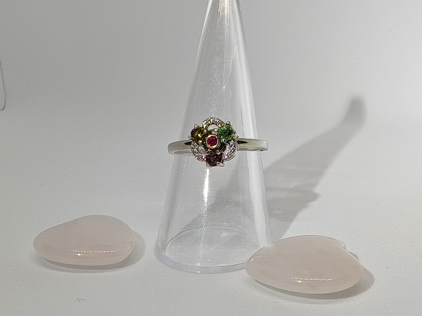 Tourmaline spinner - Sterling Silver Adjustable Ring that Spins on your Finger up to Size (W)