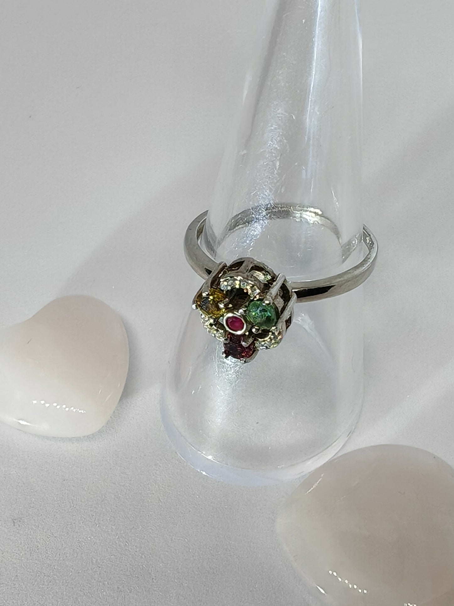 Tourmaline spinner - Sterling Silver Adjustable Ring that Spins on your Finger up to Size (W)