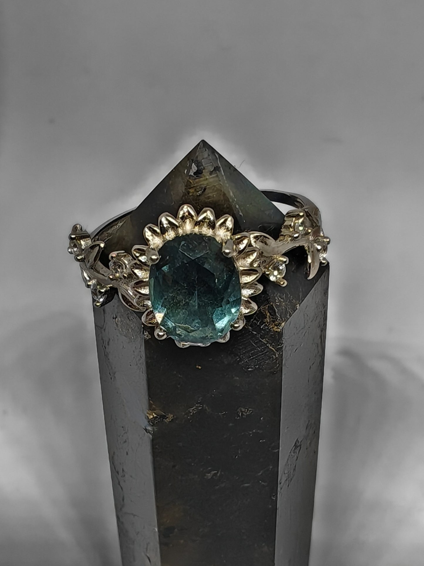 Sunflower at Night - Fluorite in Sterling Silver - Adjustable to size W