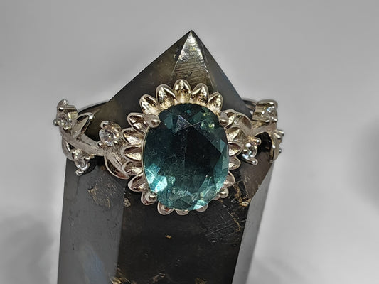 Sunflower at Night - Fluorite in Sterling Silver - Adjustable to size W