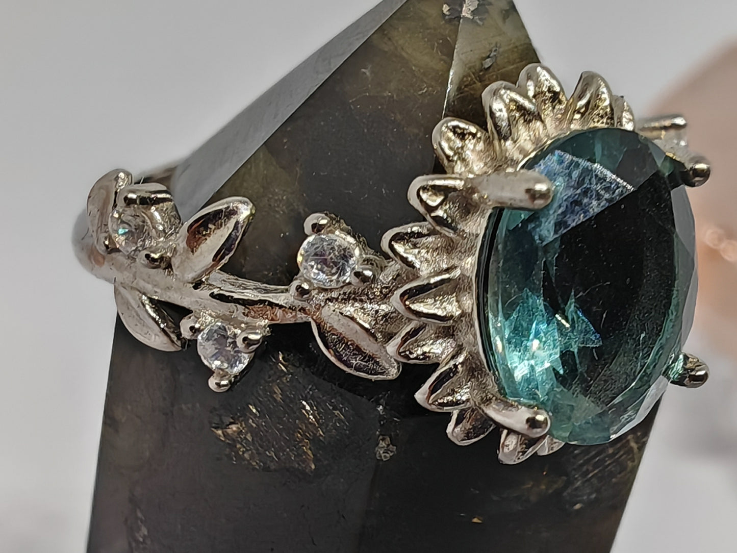 Sunflower at Night - Fluorite in Sterling Silver - Adjustable to size W