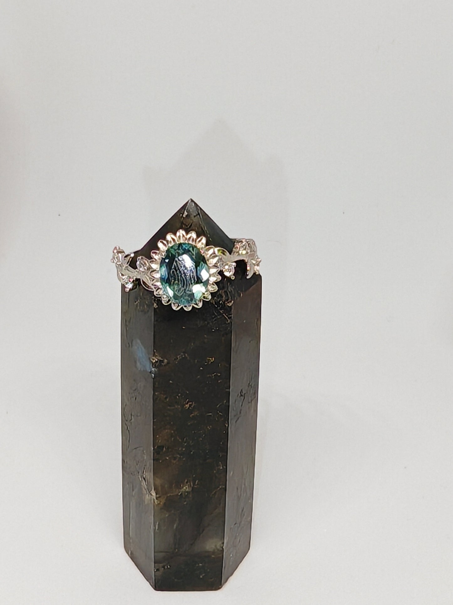 Sunflower at Night - Fluorite in Sterling Silver - Adjustable to size W