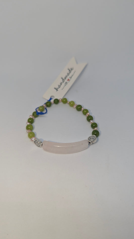 Rose Quartz, Peridot & Cultured Pearl