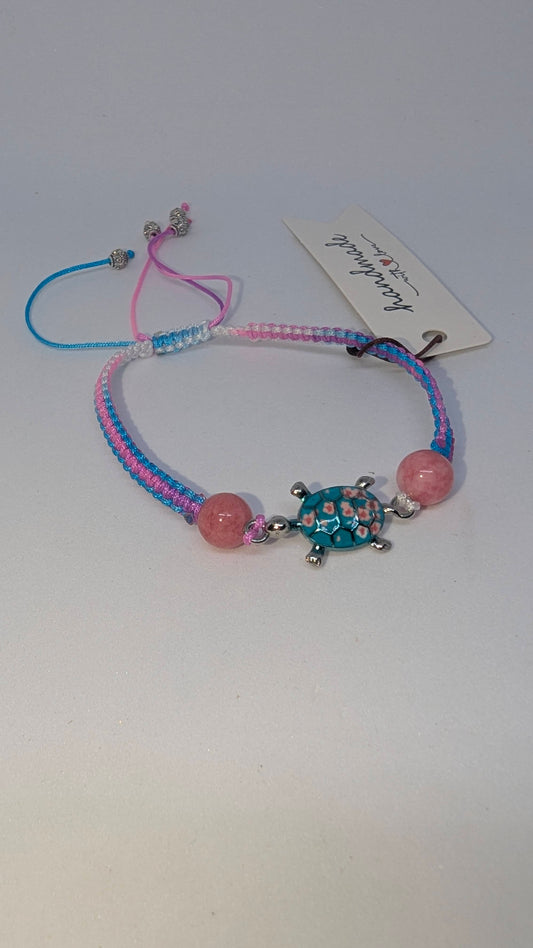 Turtle Blossom - macrame - 16cm bracelet