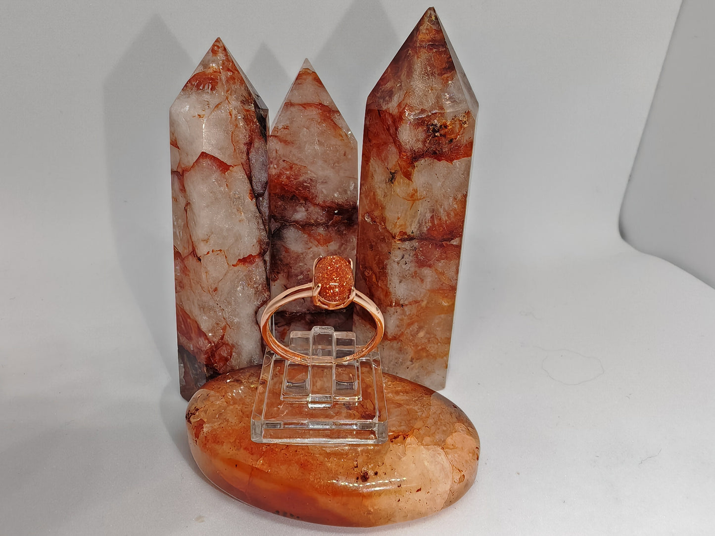 Simply Red Sandstone - Sterling Silver Adjustable Ring up to Size R