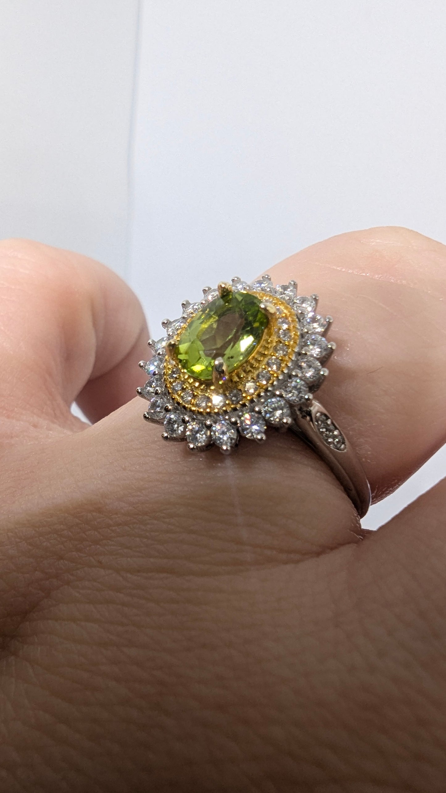 Peridot Sunshine - Sterling Silver Adjustable Ring up to Size T