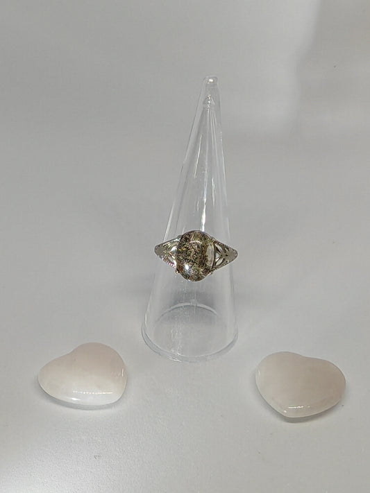 Garden Quartz - Sterling Silver Adjustable Ring up to Size (R)