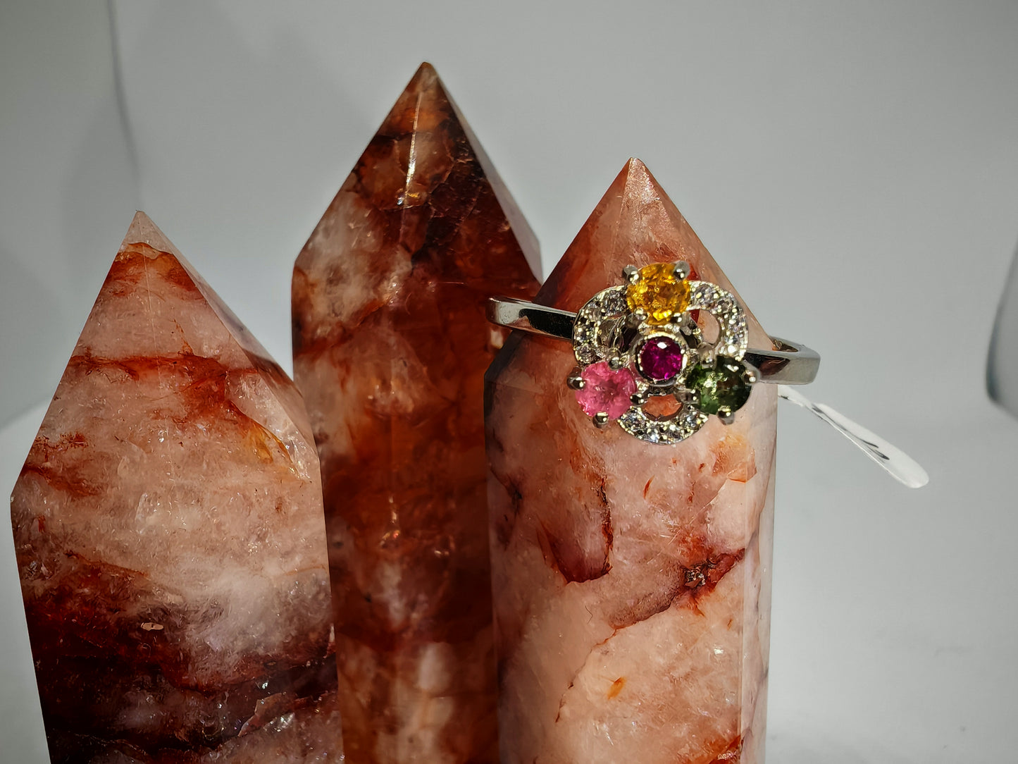 Tourmaline spinner - Sterling Silver Adjustable Ring that Spins on your Finger up to Size (W)