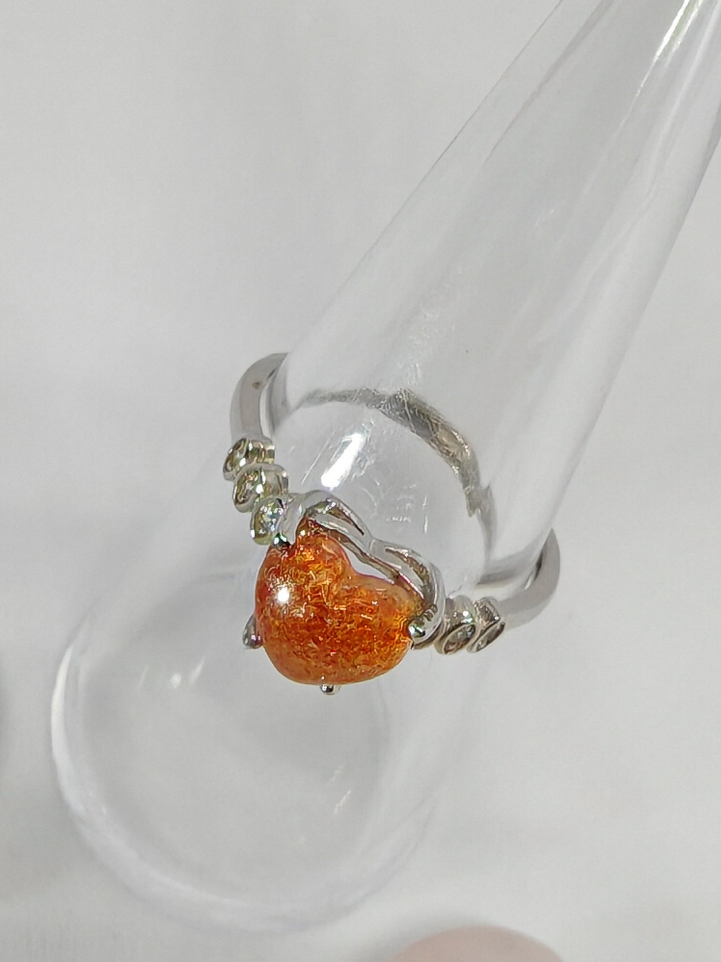 Sunstone Love - Sterling Silver Adjustable Ring up to Size (R)