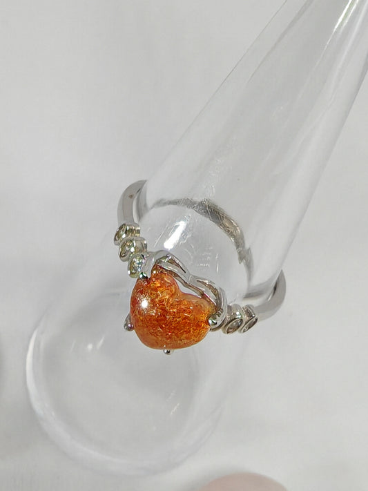 Sunstone Love - Sterling Silver Adjustable Ring up to Size (R)