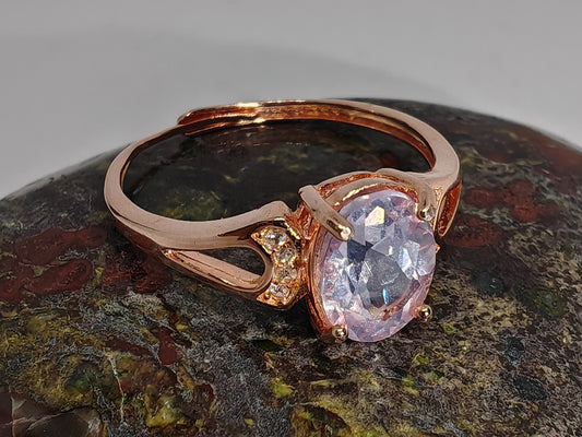 Roses and Lavender - Rose Gold Sterling Silver and Lavender Quartz - Adjustable up to Size S