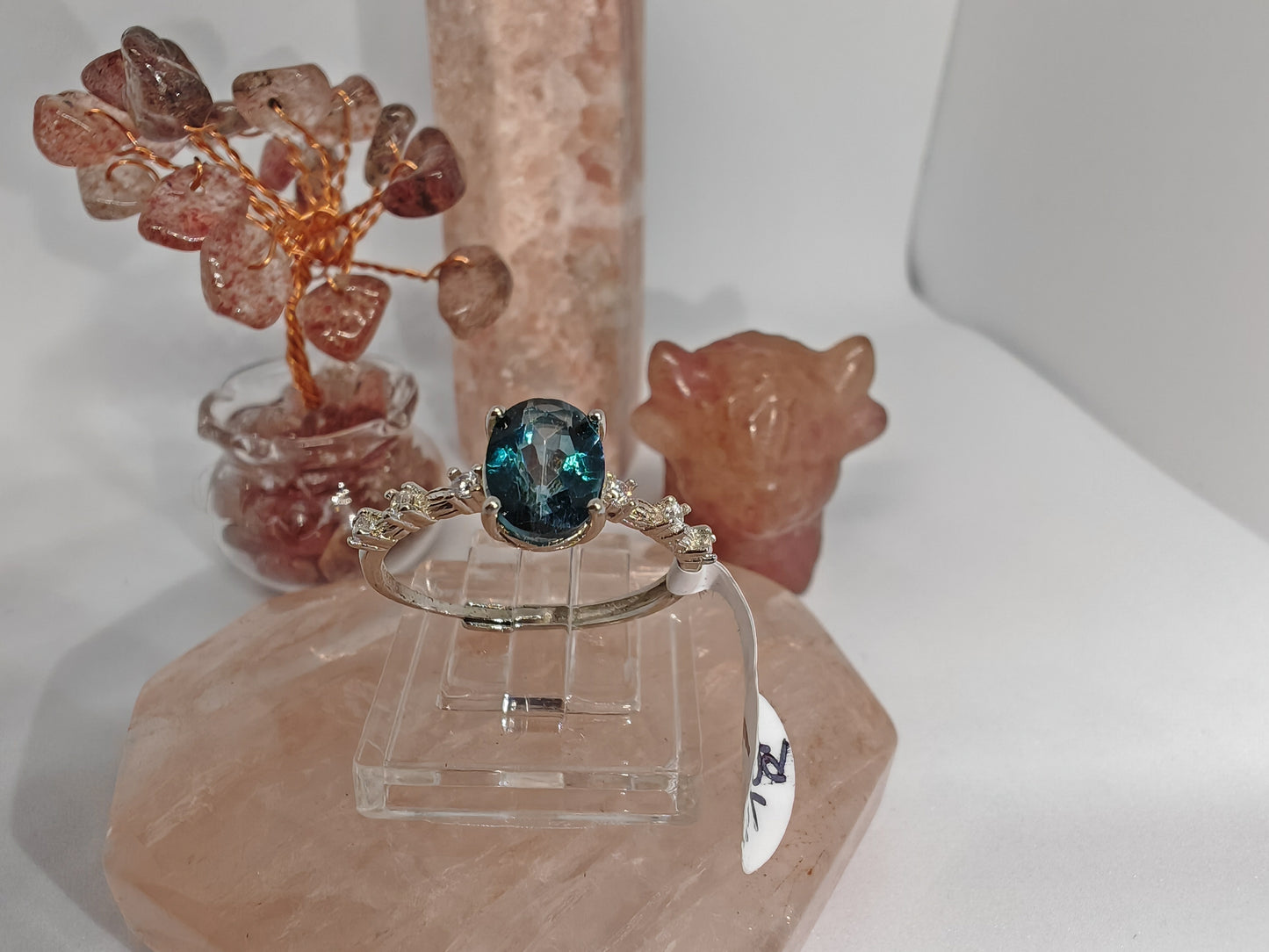 Topaz Sparkle - Sterling Silver Adjustable Ring up to Size R