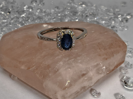 The Deep Blue - Sapphire - Sterling Silver Adjustable Ring up to Size Q