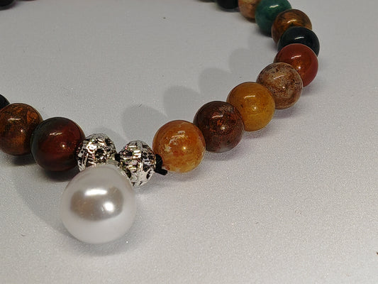 Ocean Agate Pearl - Mixed Colour Agate Stones and Pearl Finish