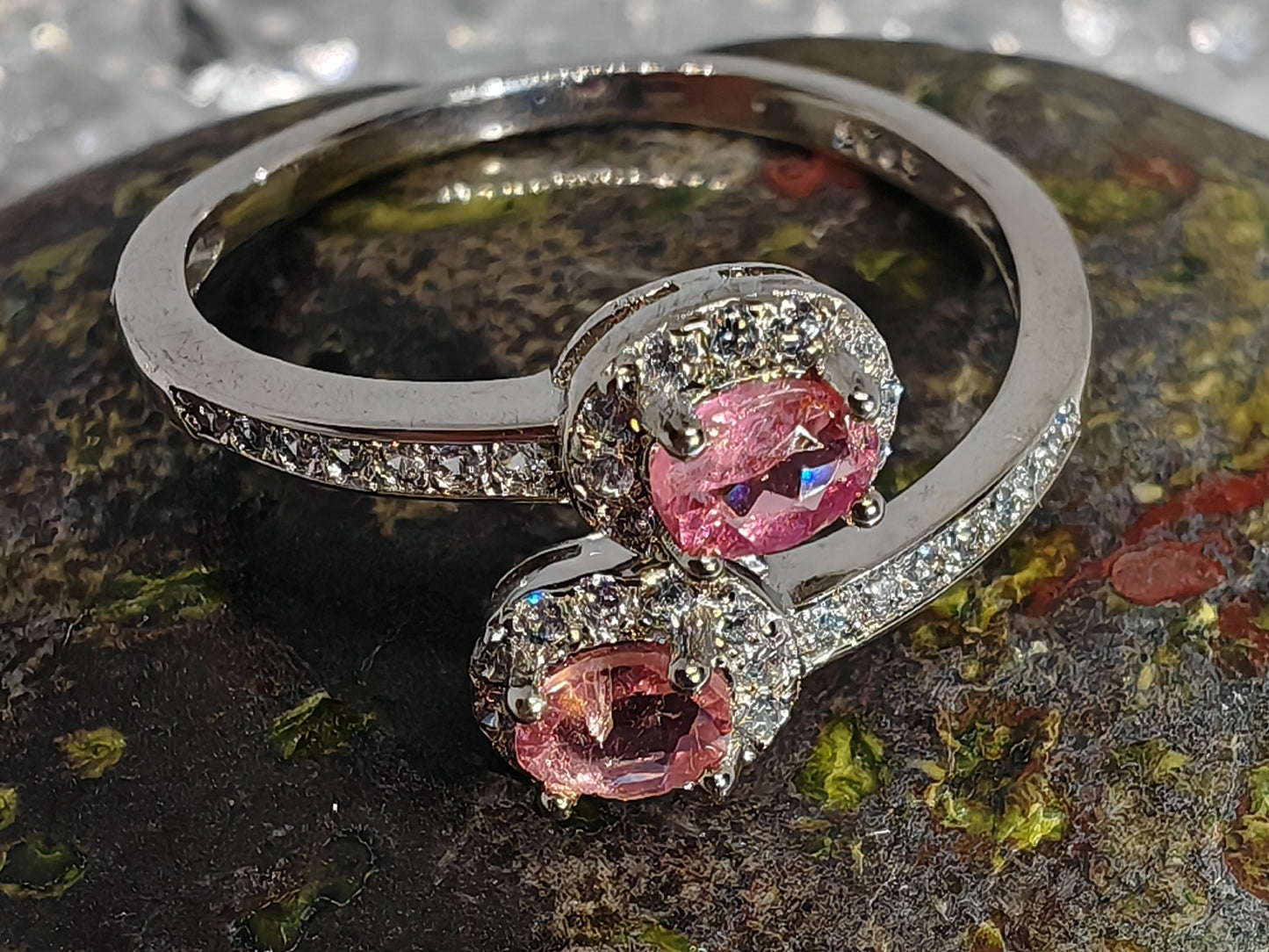 Tourmaline Twins - Sterling Silver Adjustable Ring up to Size T