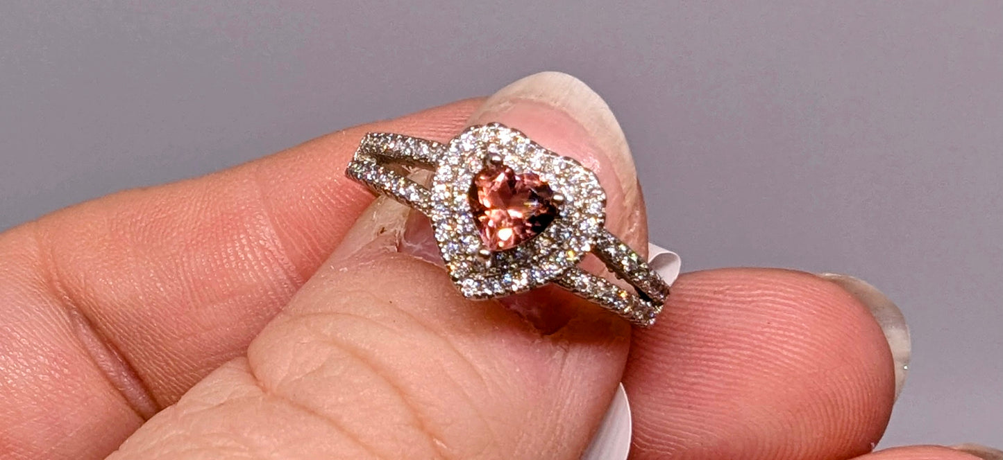 Heart of Diamonds - Tourmaline and Cubic - Adjustable up to Size S