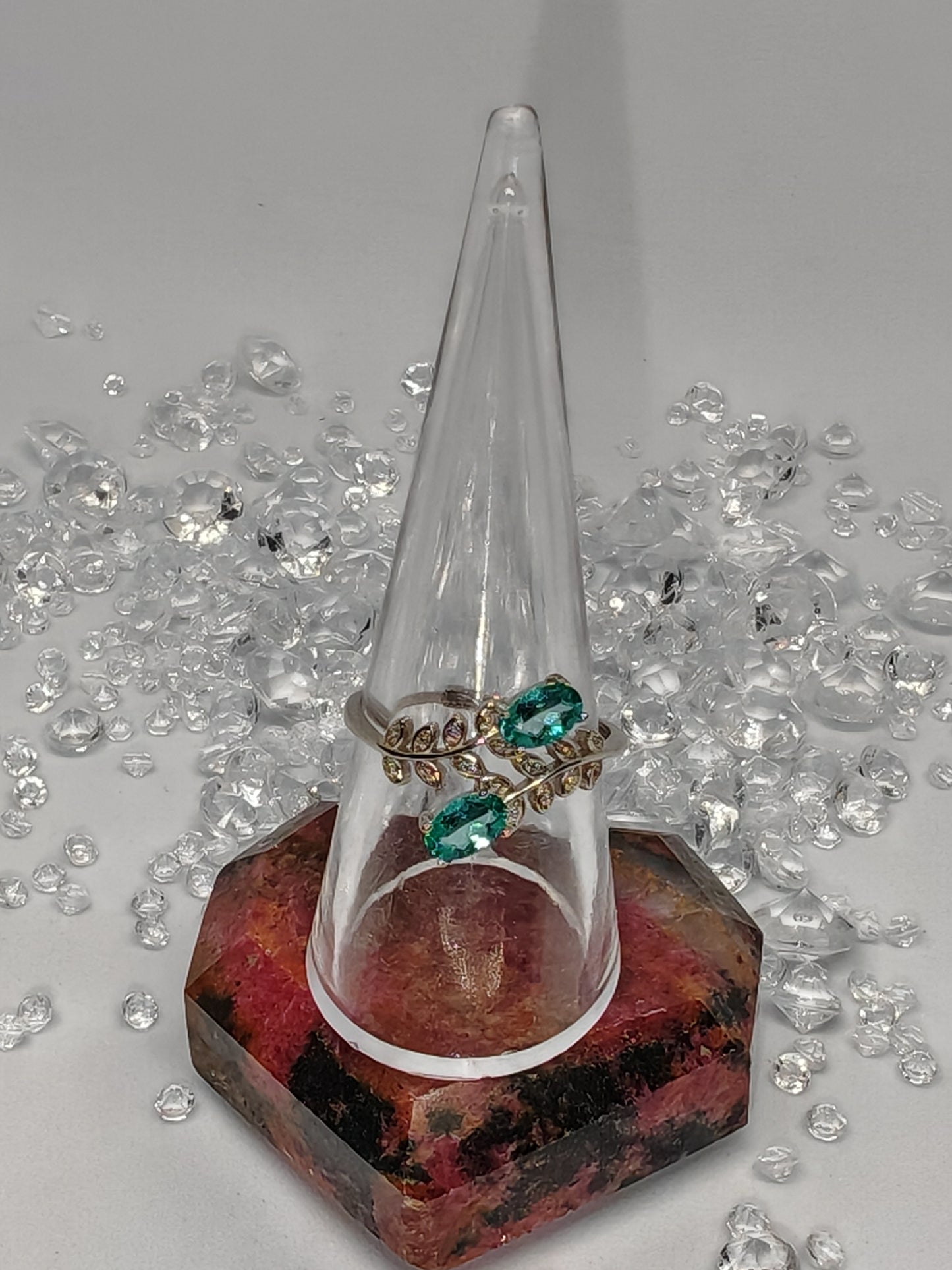 Topaz Flowers - Sterling Silver Adjustable Ring up to Size S