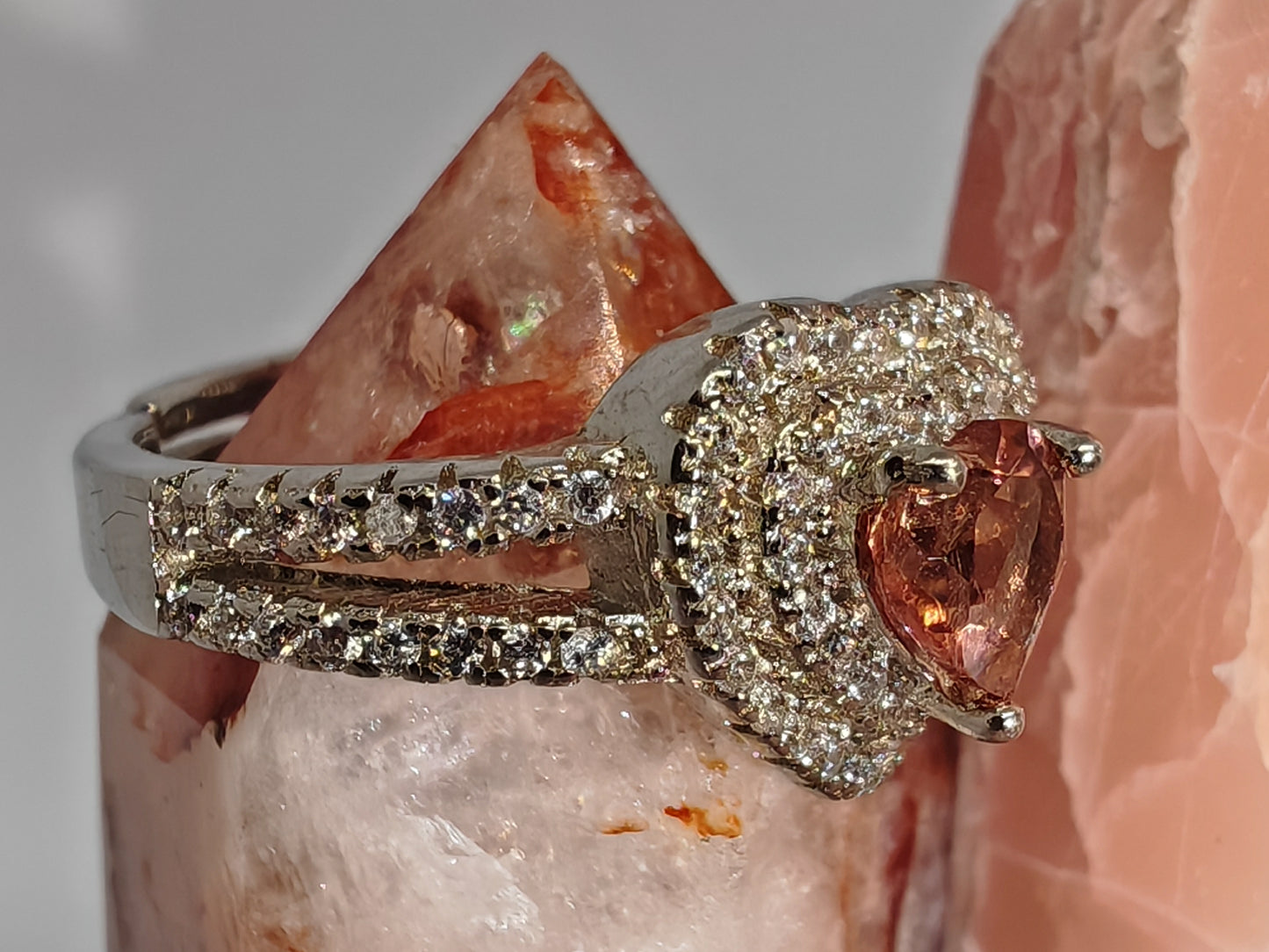 Heart of Diamonds - Tourmaline and Cubic - Adjustable up to Size S