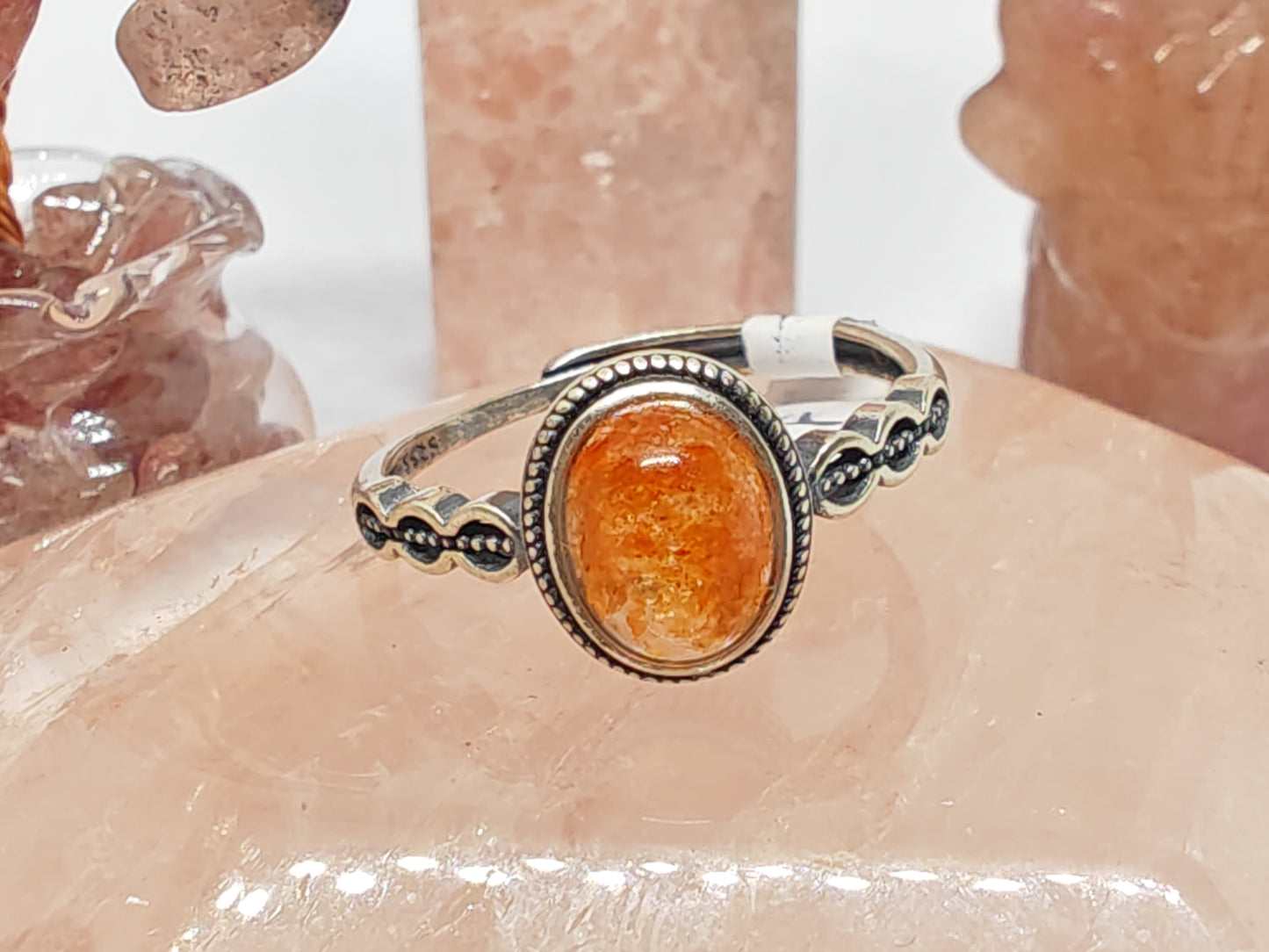 Oval Amethyst/ Sunstone/ Garnet Vintage - A Vintage Look with a Beaded Frame up to Size (R)