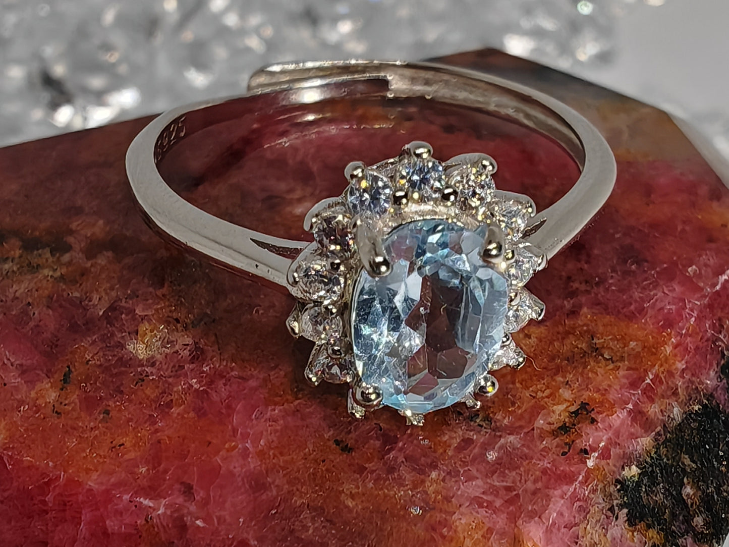 Frosty Topaz - Sterling Silver Adjustable Ring up to Size T