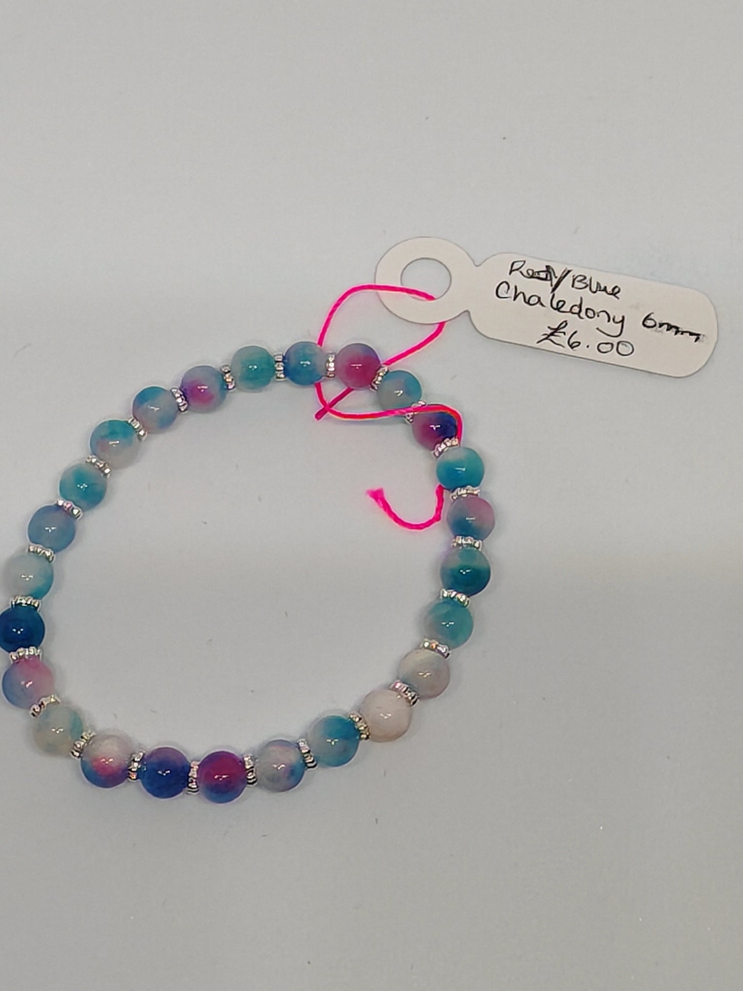 Red/blue Chalcedony natural stone bracelet
