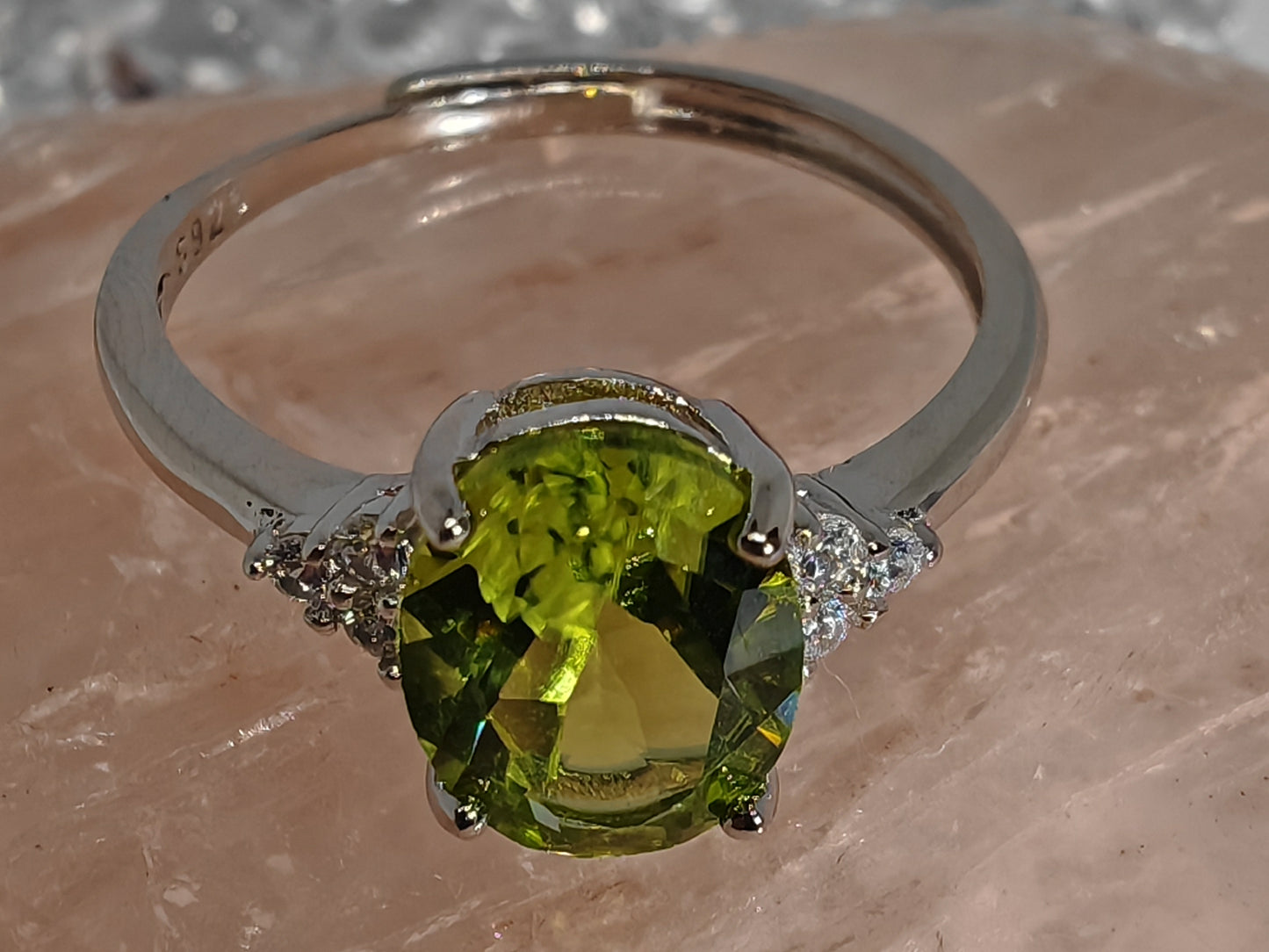 Cleopatra Citrine or Peridot - Sterling Silver Adjustable Ring up to Size U