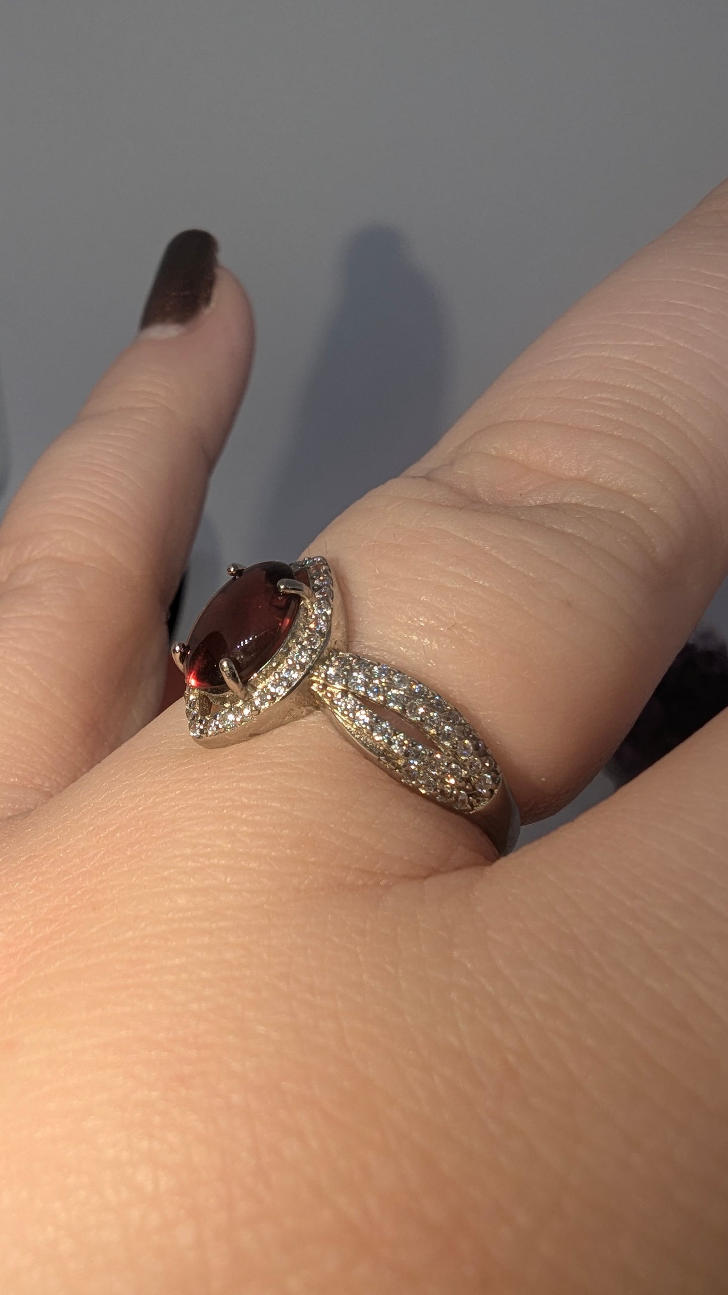 Glamorous Garnet - Sterling Silver Adjustable Ring up to Size T