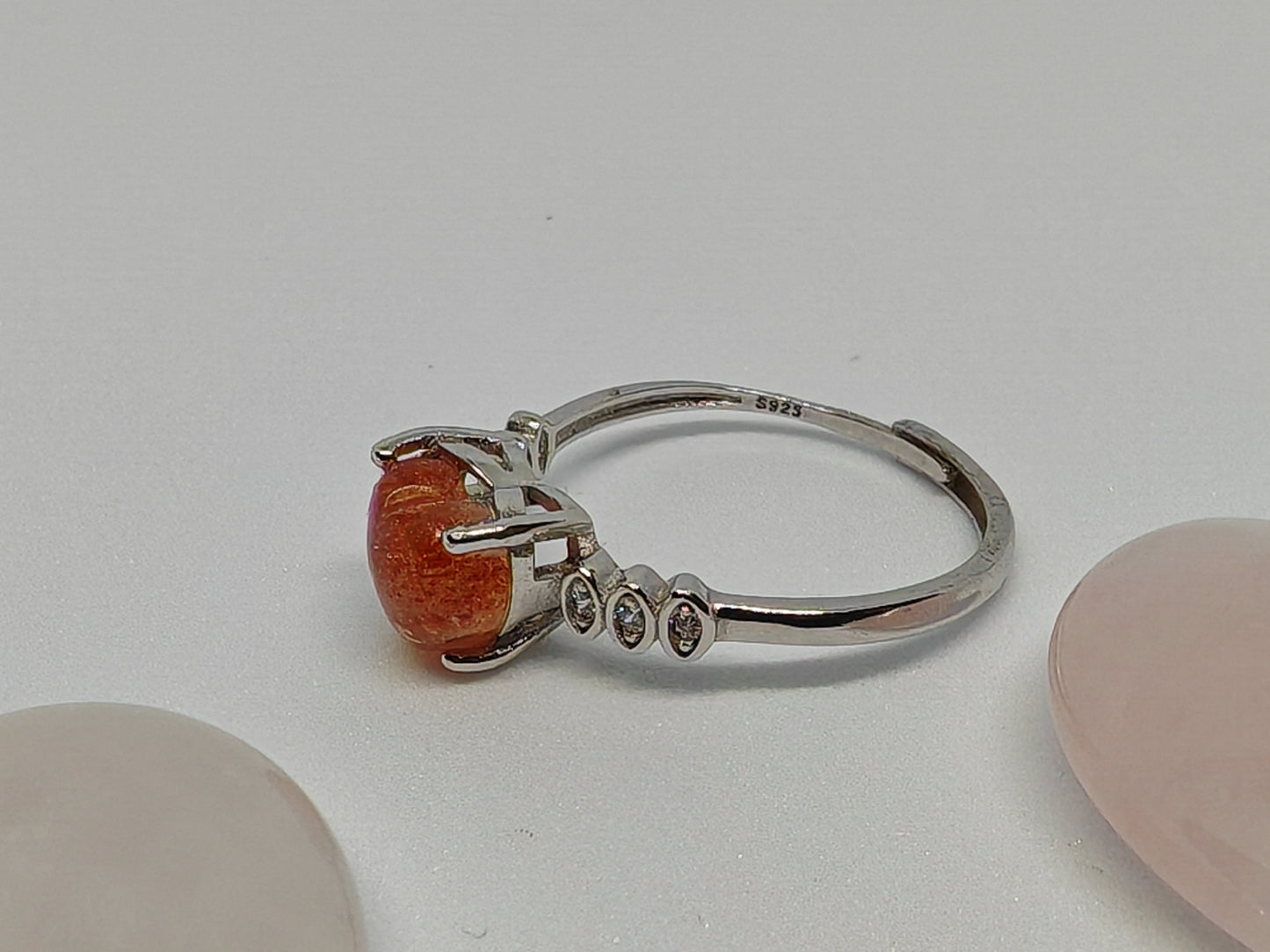Sunstone Love - Sterling Silver Adjustable Ring up to Size (R)