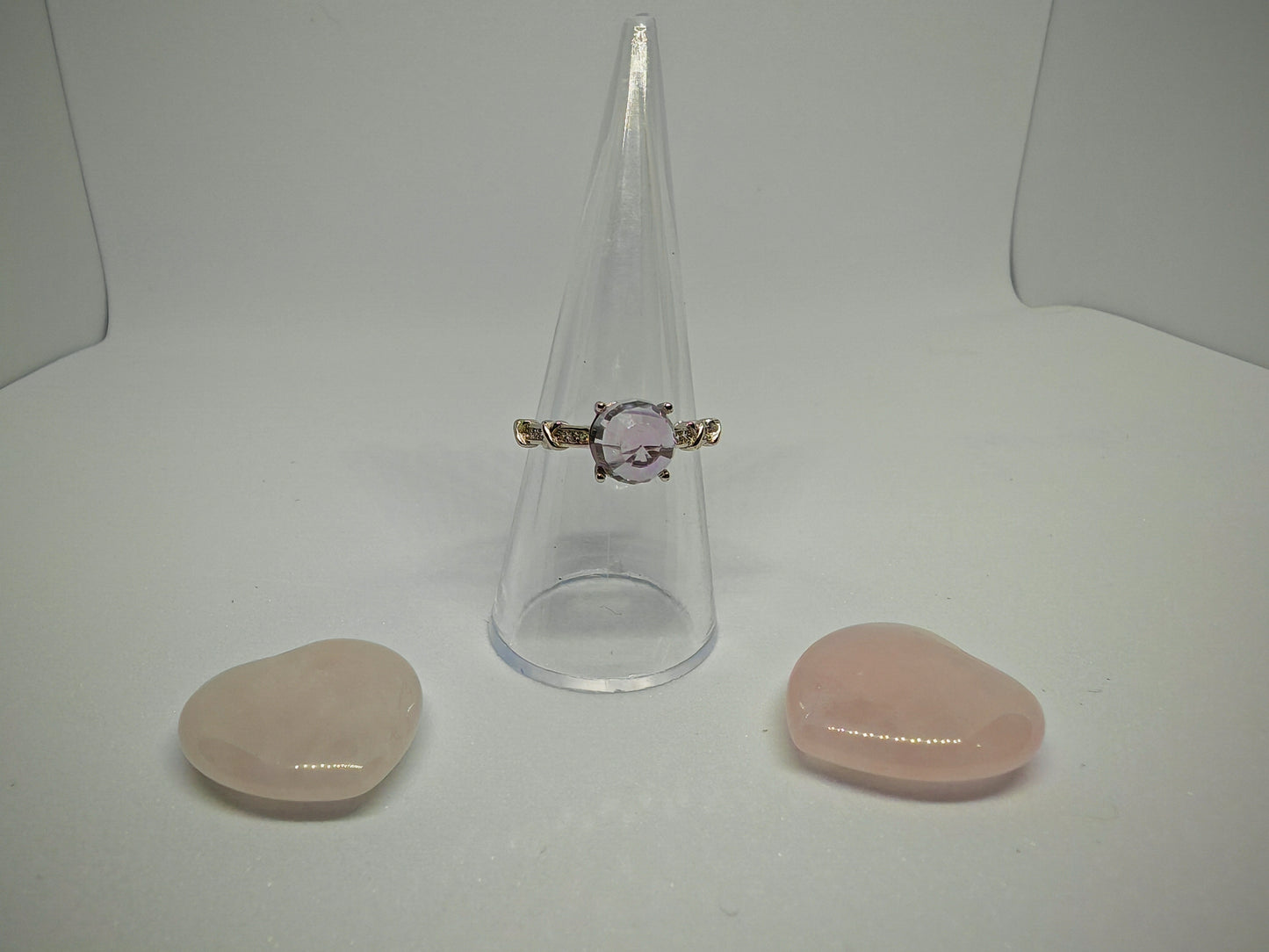 Amethyst dome - Sterling Silver Adjustable Ring with Facets Galore. Up to Size (R)