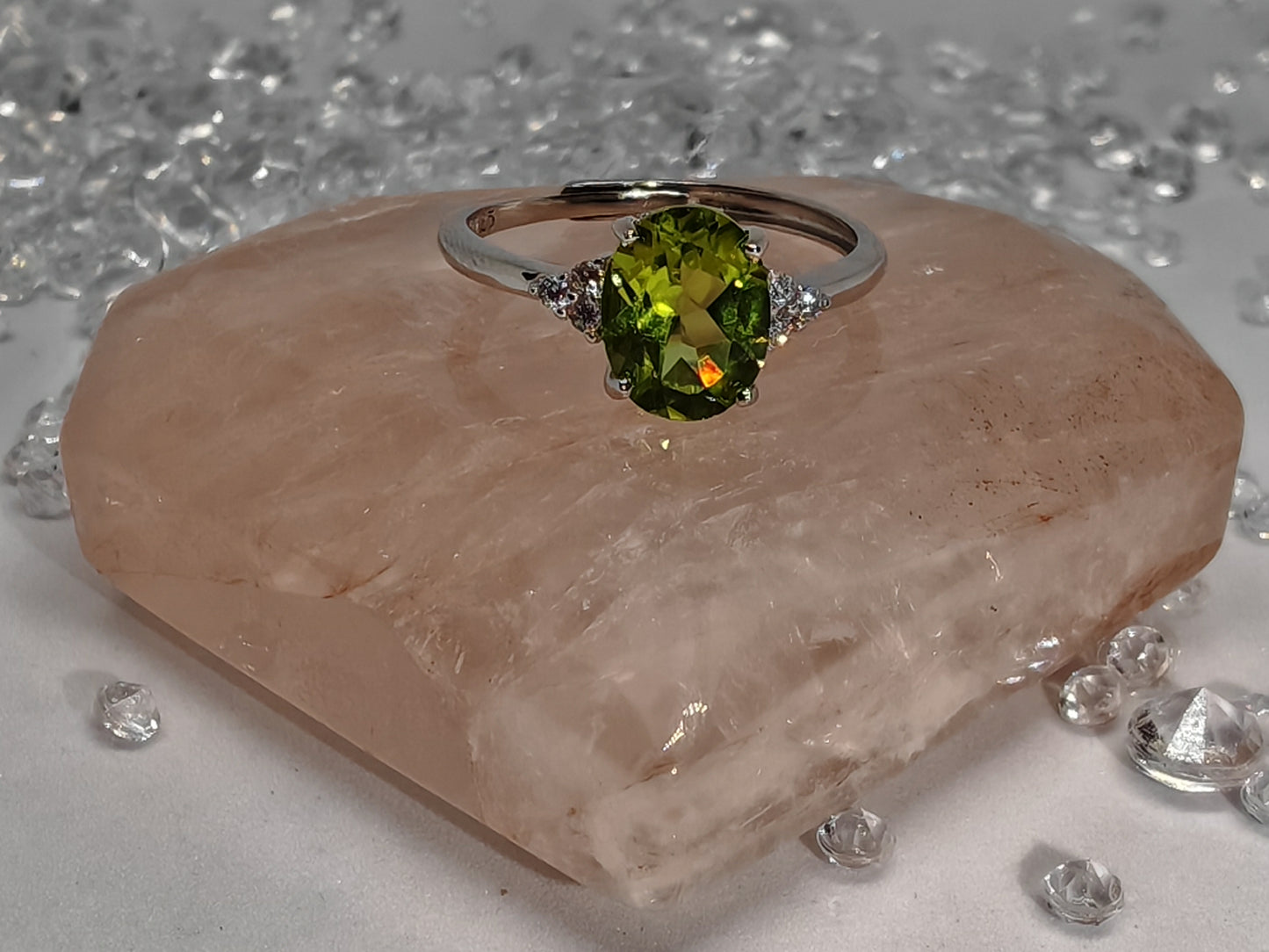 Cleopatra Citrine or Peridot - Sterling Silver Adjustable Ring up to Size U