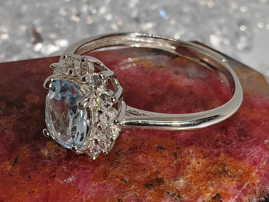 Frosty Topaz - Sterling Silver Adjustable Ring up to Size T