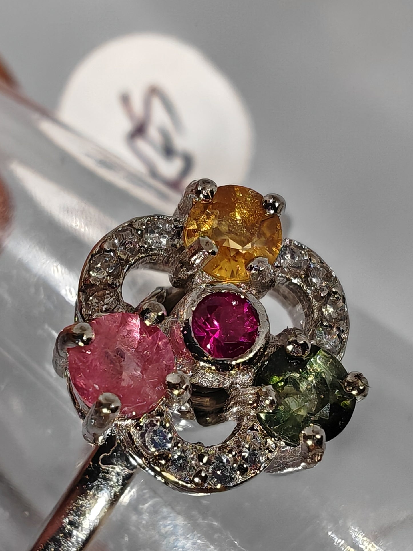 Tourmaline spinner - Sterling Silver Adjustable Ring that Spins on your Finger up to Size (W)
