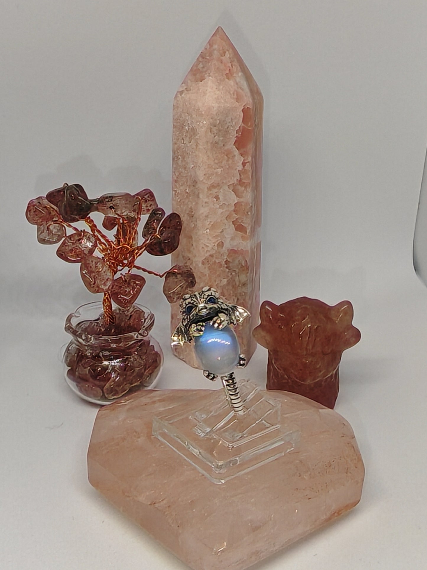 The Dragon and the Egg - Sterling Silver Adjustable Ring (up to U) with Moon Stone or Blue Star Ruby