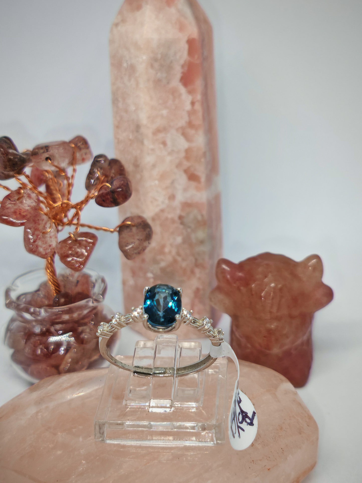 Topaz Sparkle - Sterling Silver Adjustable Ring up to Size R