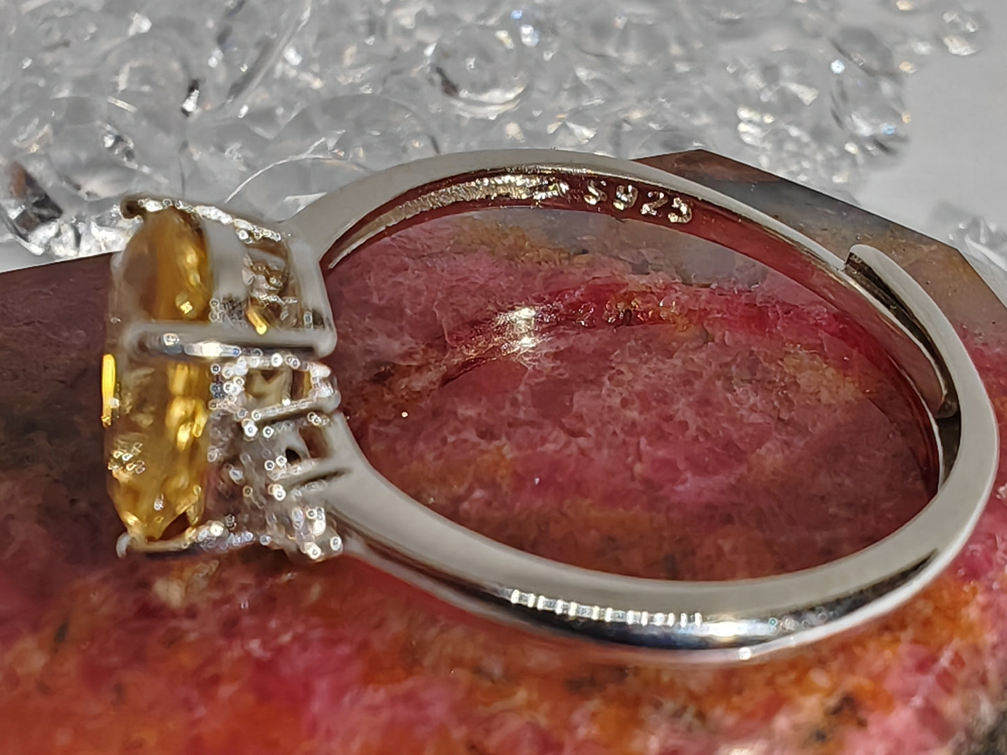 Cleopatra Citrine or Peridot - Sterling Silver Adjustable Ring up to Size U