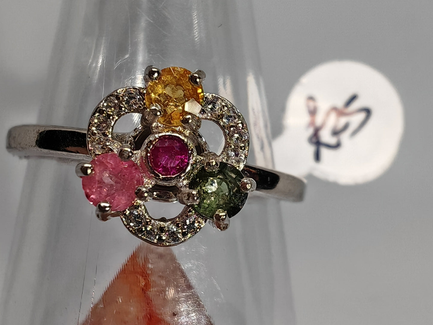 Tourmaline spinner - Sterling Silver Adjustable Ring that Spins on your Finger up to Size (W)