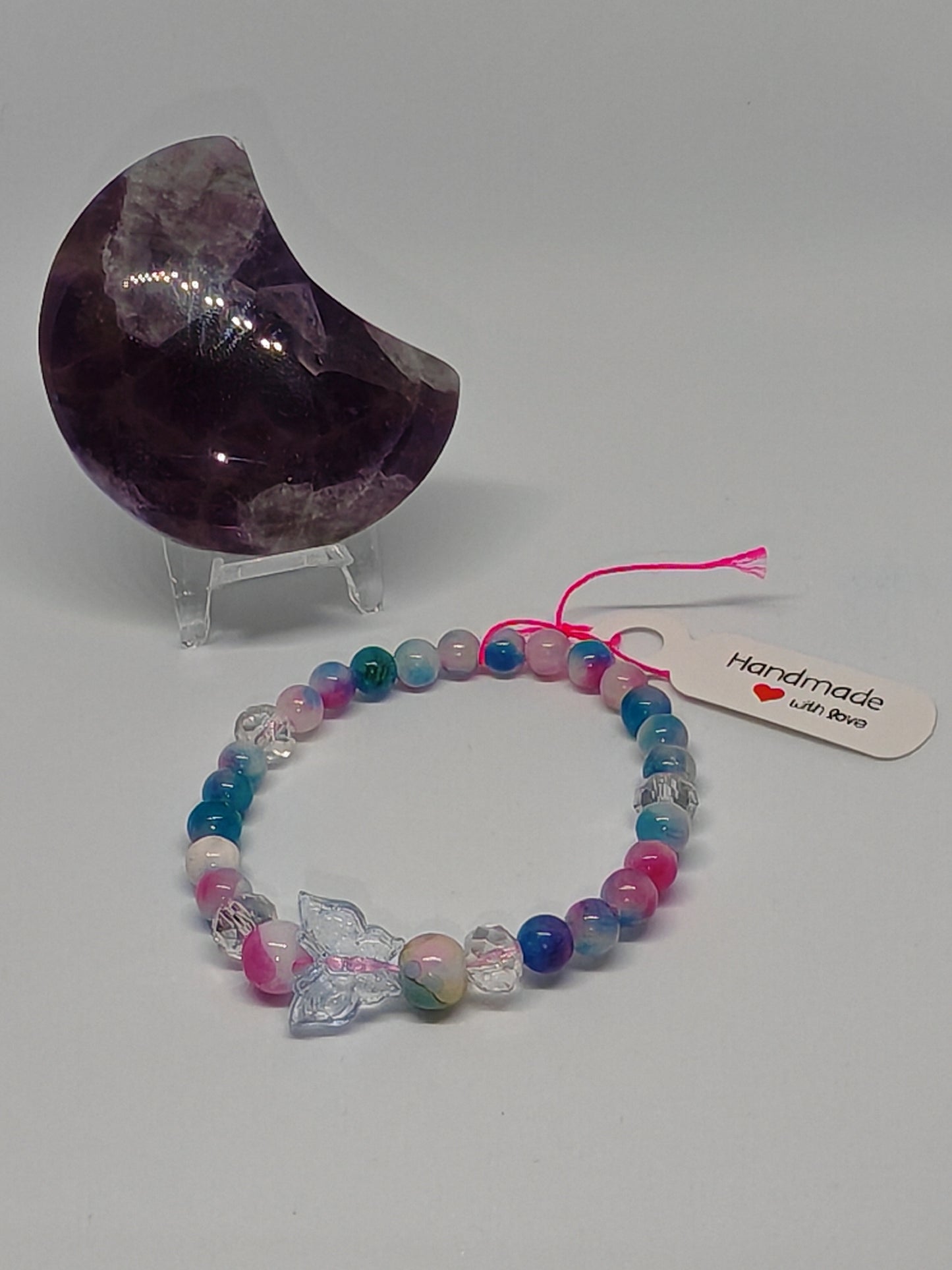 Red/blue Chalcedony natural stone bracelet