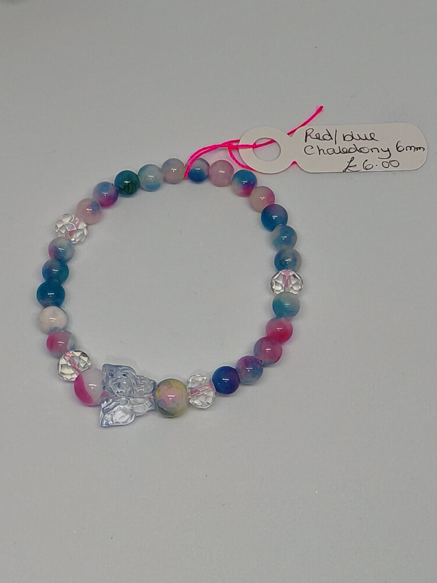 Red/blue Chalcedony natural stone bracelet
