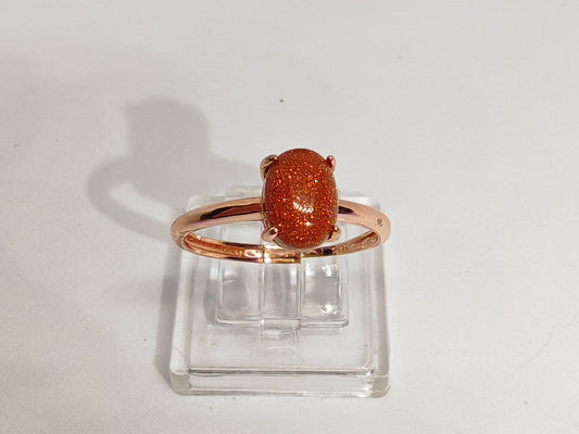 Simply Red Sandstone - Sterling Silver Adjustable Ring up to Size R