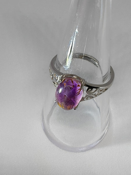 Aurora Night Sky - An Auralite Stone with Carved Sterling Silver Adjustable Band (U)