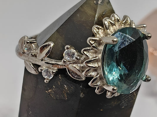 Sunflower at Night - Fluorite in Sterling Silver - Adjustable to size W