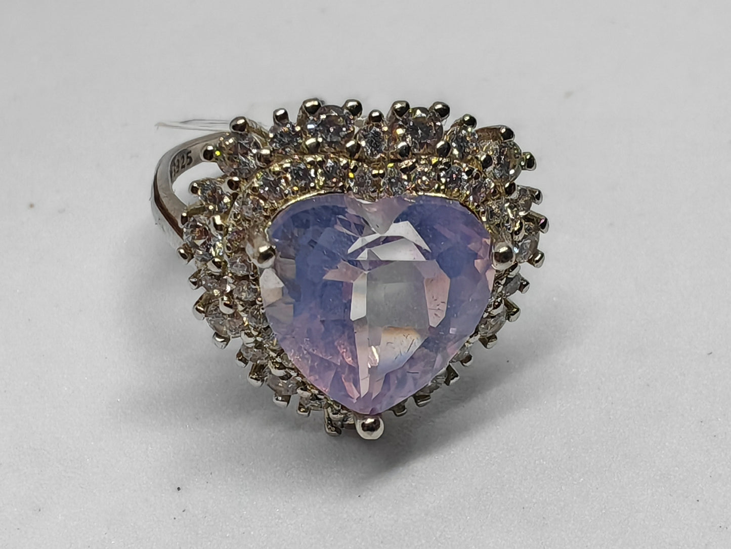 Lavender Heart Bouquet - Lavender in Sterling Silver - Adjustable up to Size T