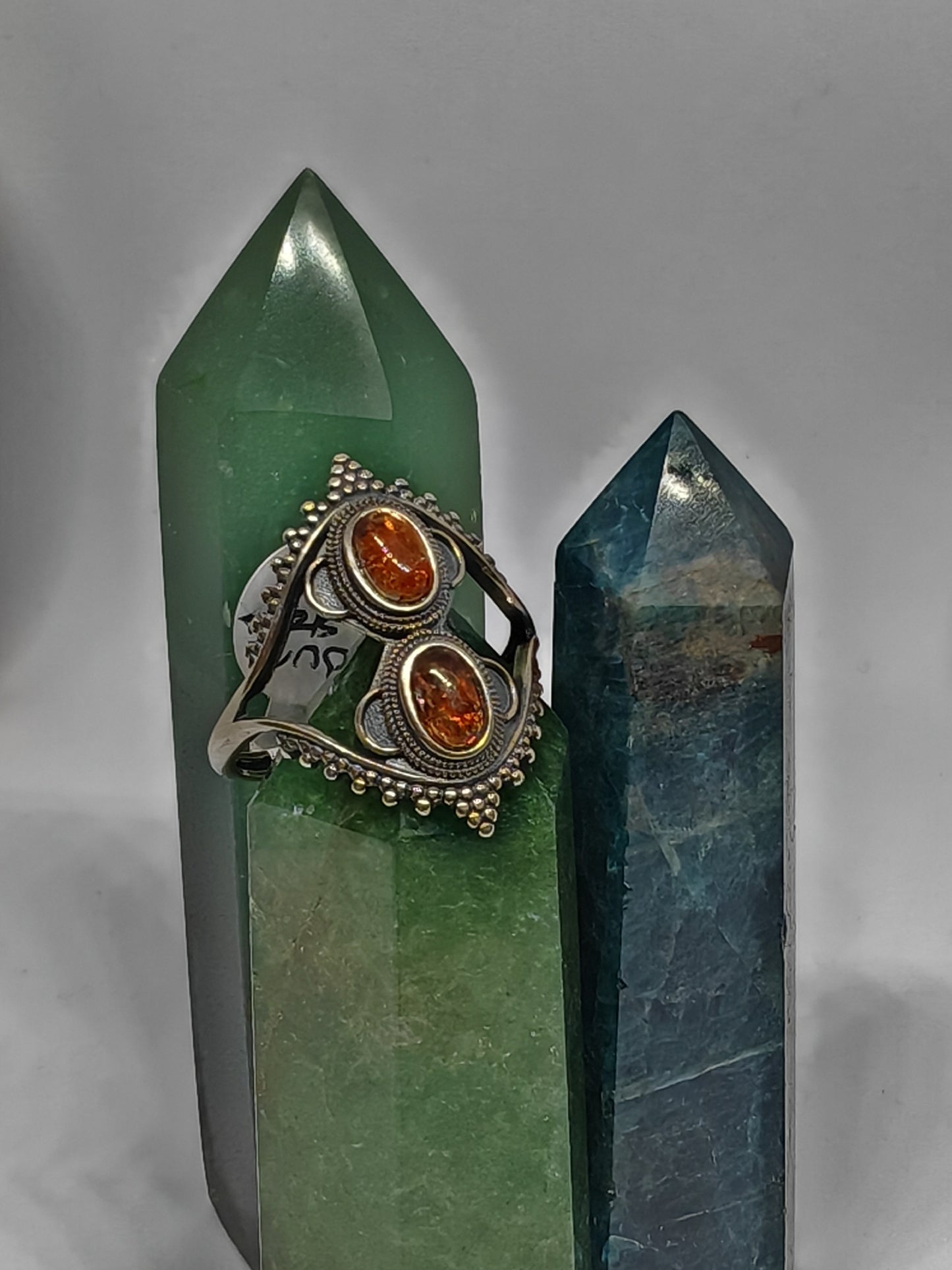 Double Sunstone Crown - Sterling Silver - Adjustable up to Size T