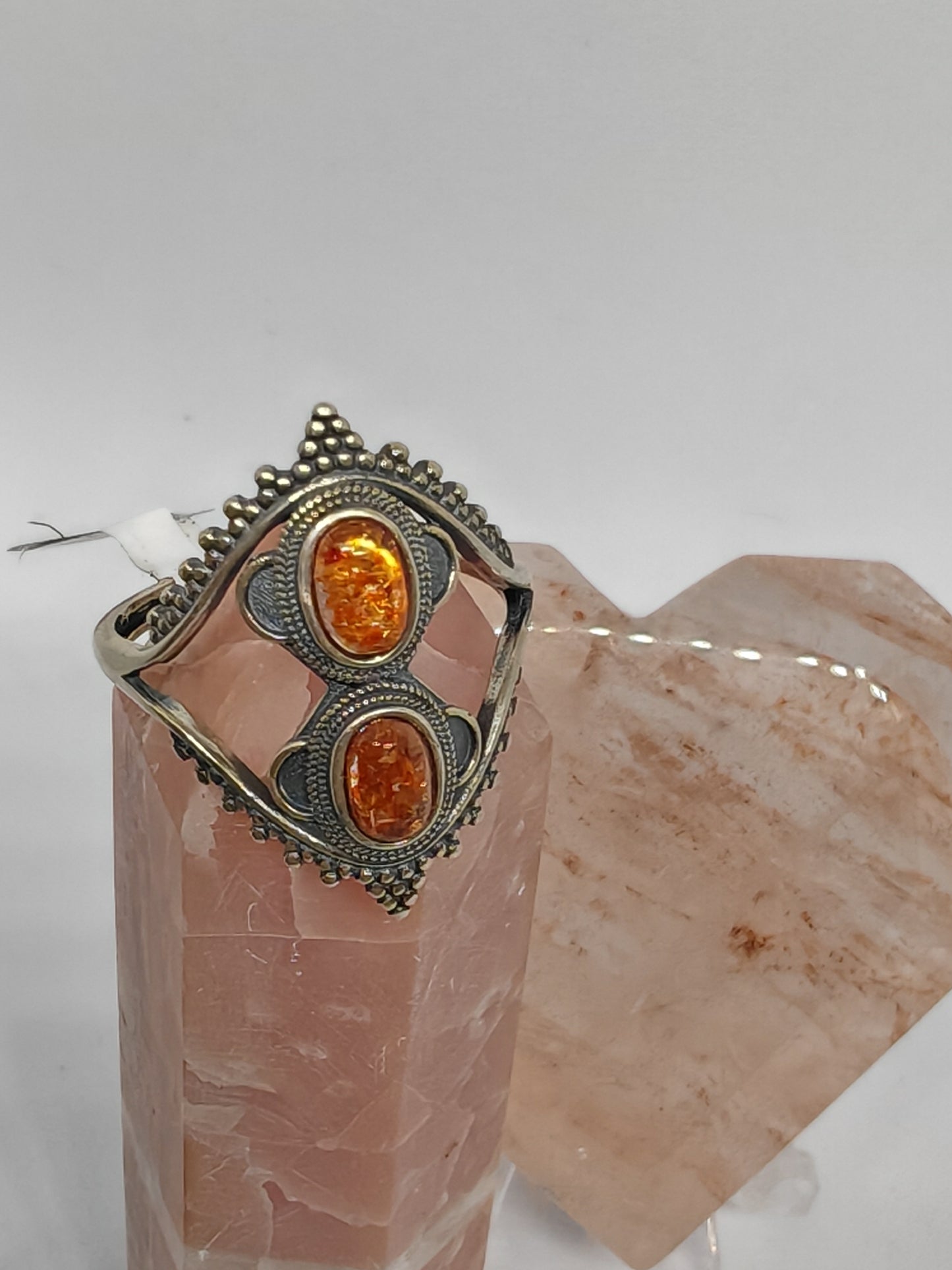 Double Sunstone Crown - Sterling Silver - Adjustable up to Size T