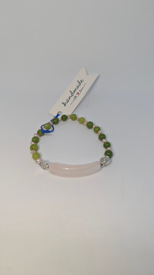 Rose Quartz, Peridot & Cultured Pearl