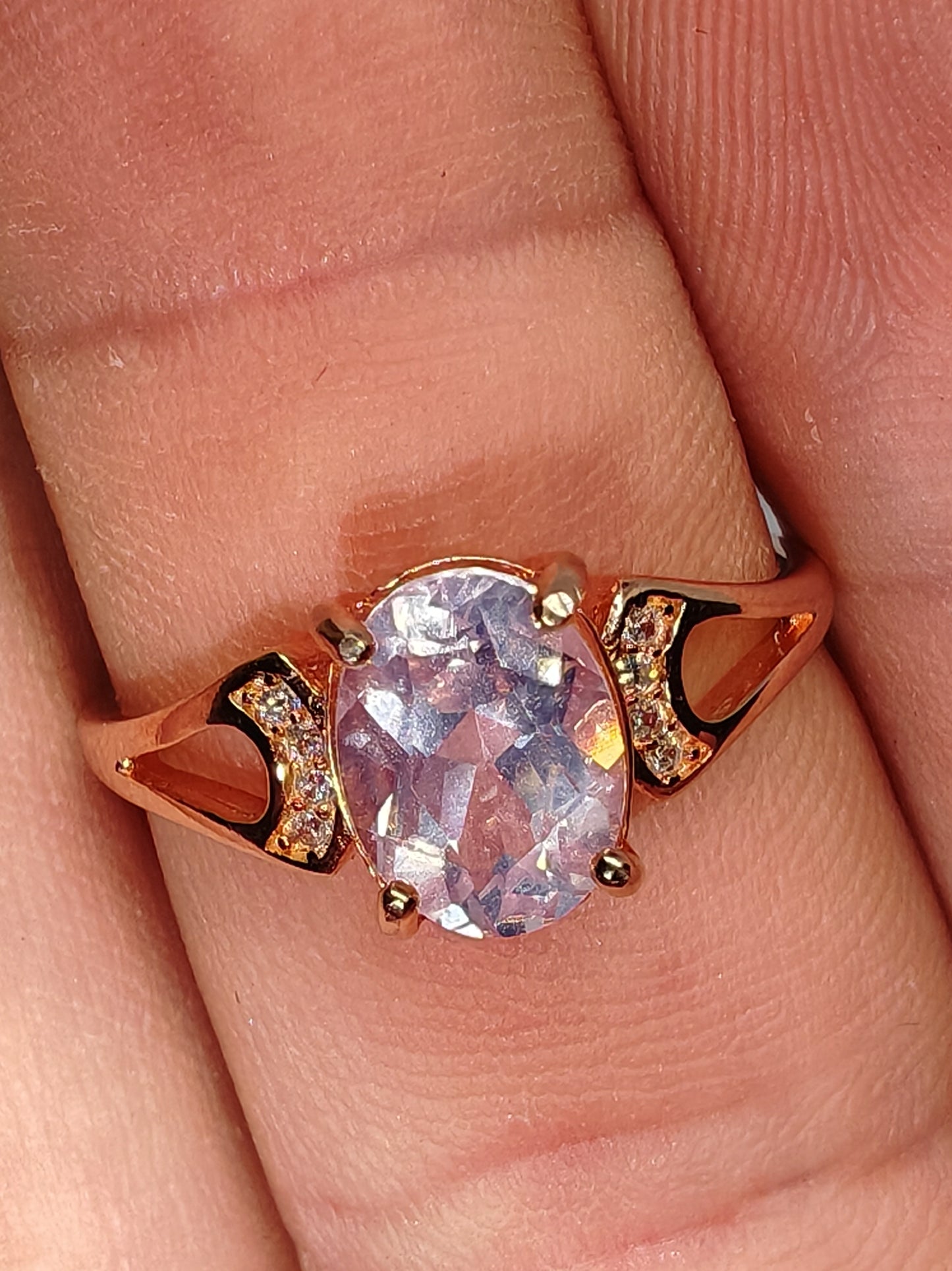 Roses and Lavender - Rose Gold Sterling Silver and Lavender Quartz - Adjustable up to Size S