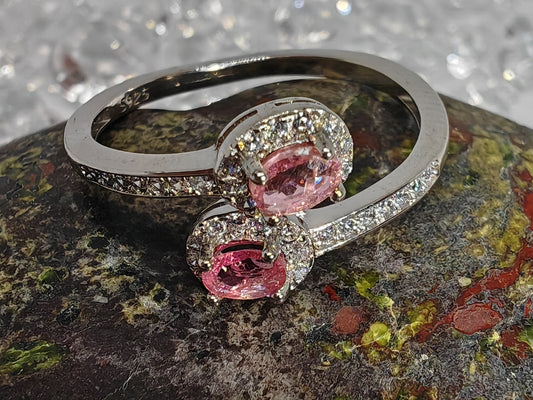 Tourmaline Twins - Sterling Silver Adjustable Ring up to Size T