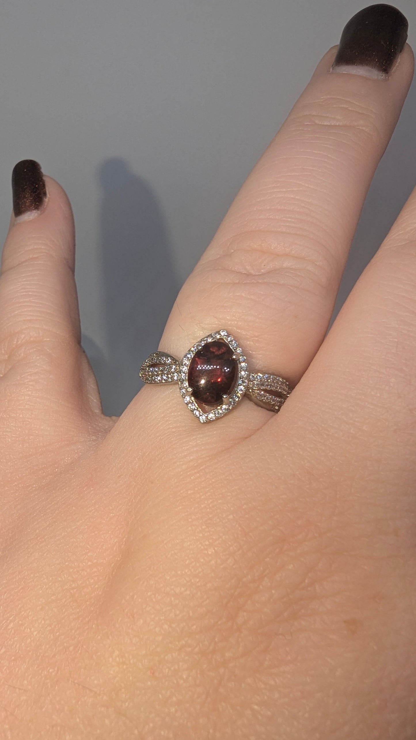 Glamorous Garnet - Sterling Silver Adjustable Ring up to Size T