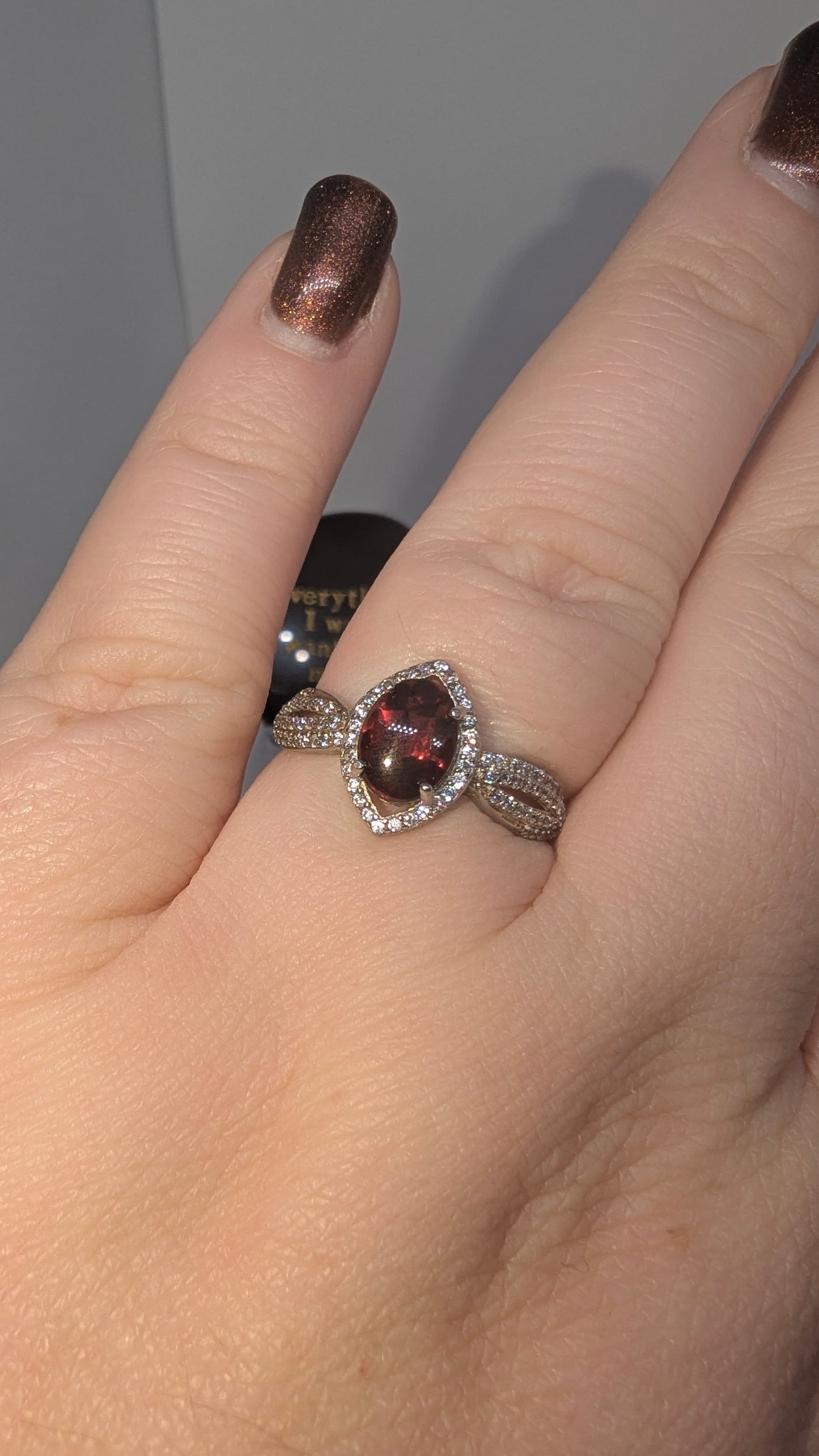 Glamorous Garnet - Sterling Silver Adjustable Ring up to Size T
